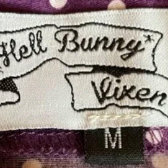 Hell Bunny Vixen NEW Dress Purple Polka Dot Rockabilly 50 Swing Pin-Up Retro MED - Picture 2 of 3